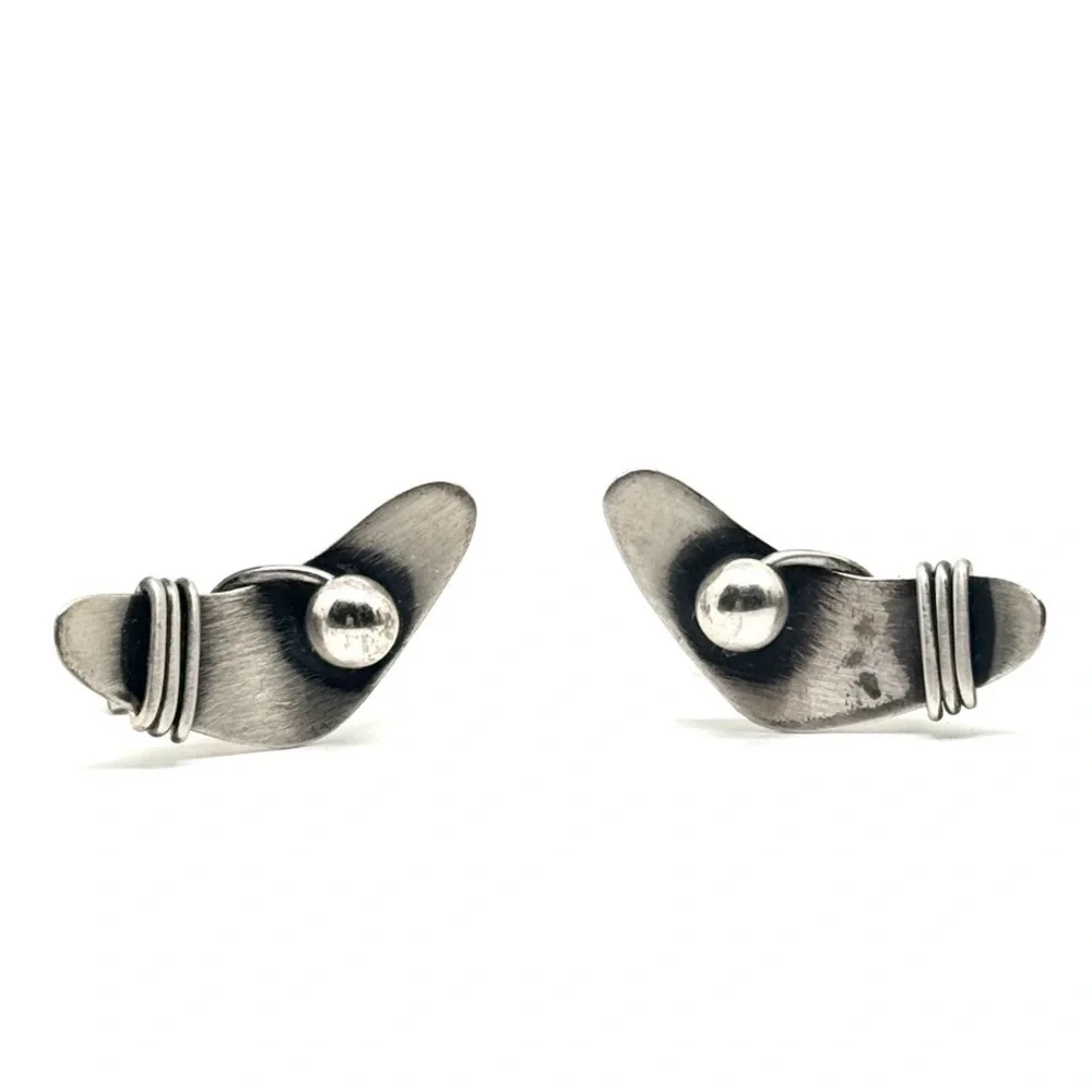 Rare Sterling Silver Modernist Cufflinks Otto Robert Bade Midcentury Vintage